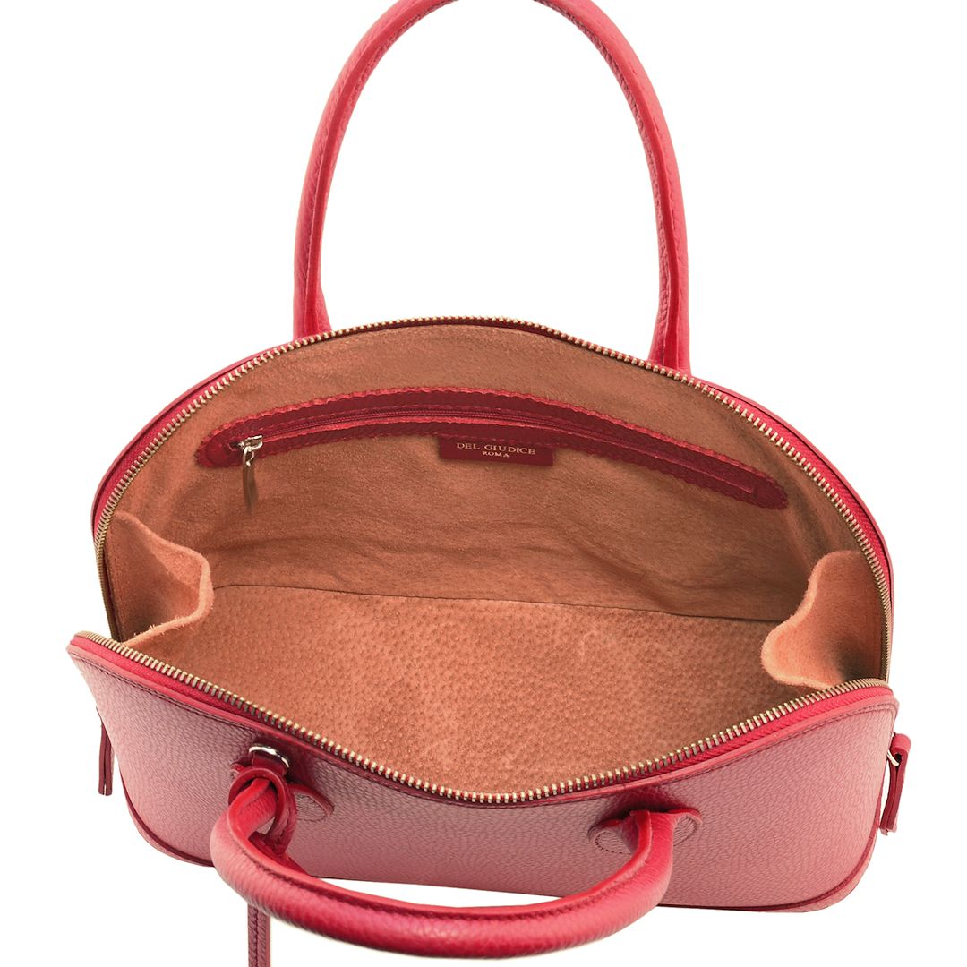 Borsa in pelle donna a mano artigianale vista interna