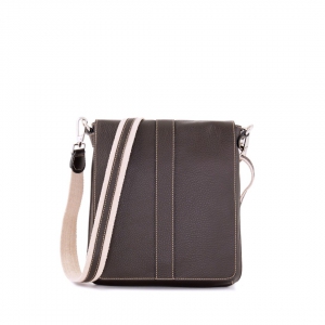 Alex S - Small itaian leather messenger bag in dark brown color - Sku 2367