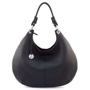 Moon-borsa a spalla in pelle morbida artigianale da donna colore nero-sku 2531