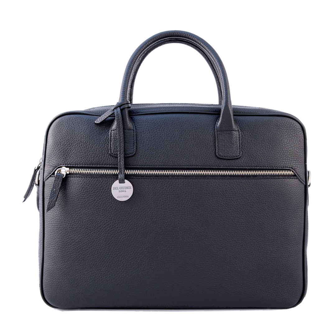 Brummel Zip-borsa da lavoro unisex in pelle artigianale colore nero-sku 2665
