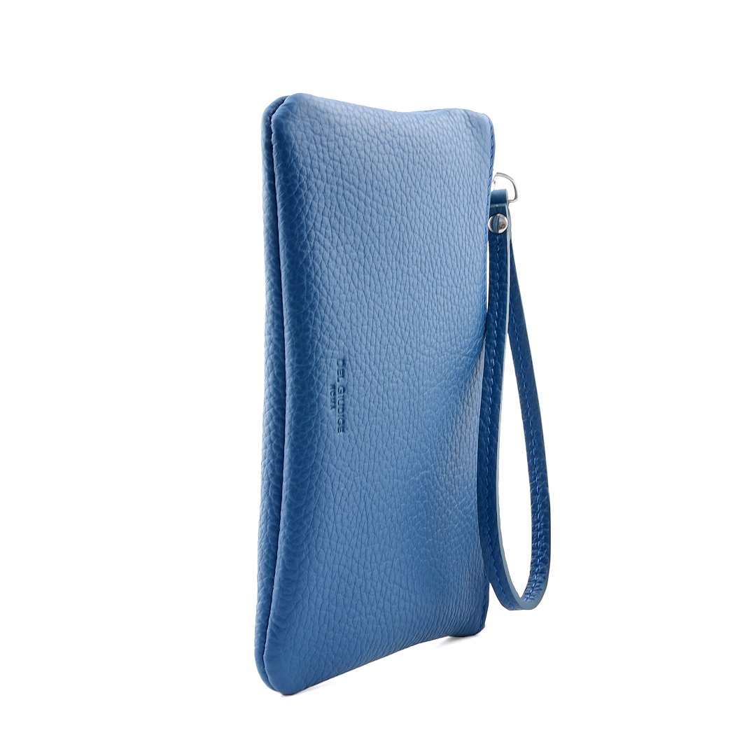 Italian leather wristlet pouch bottom view