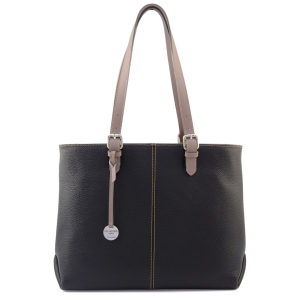 Large leather tote bag in black italian leather - Dafne T
