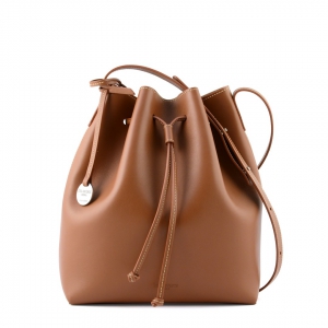 large leather bucket bag tan brown