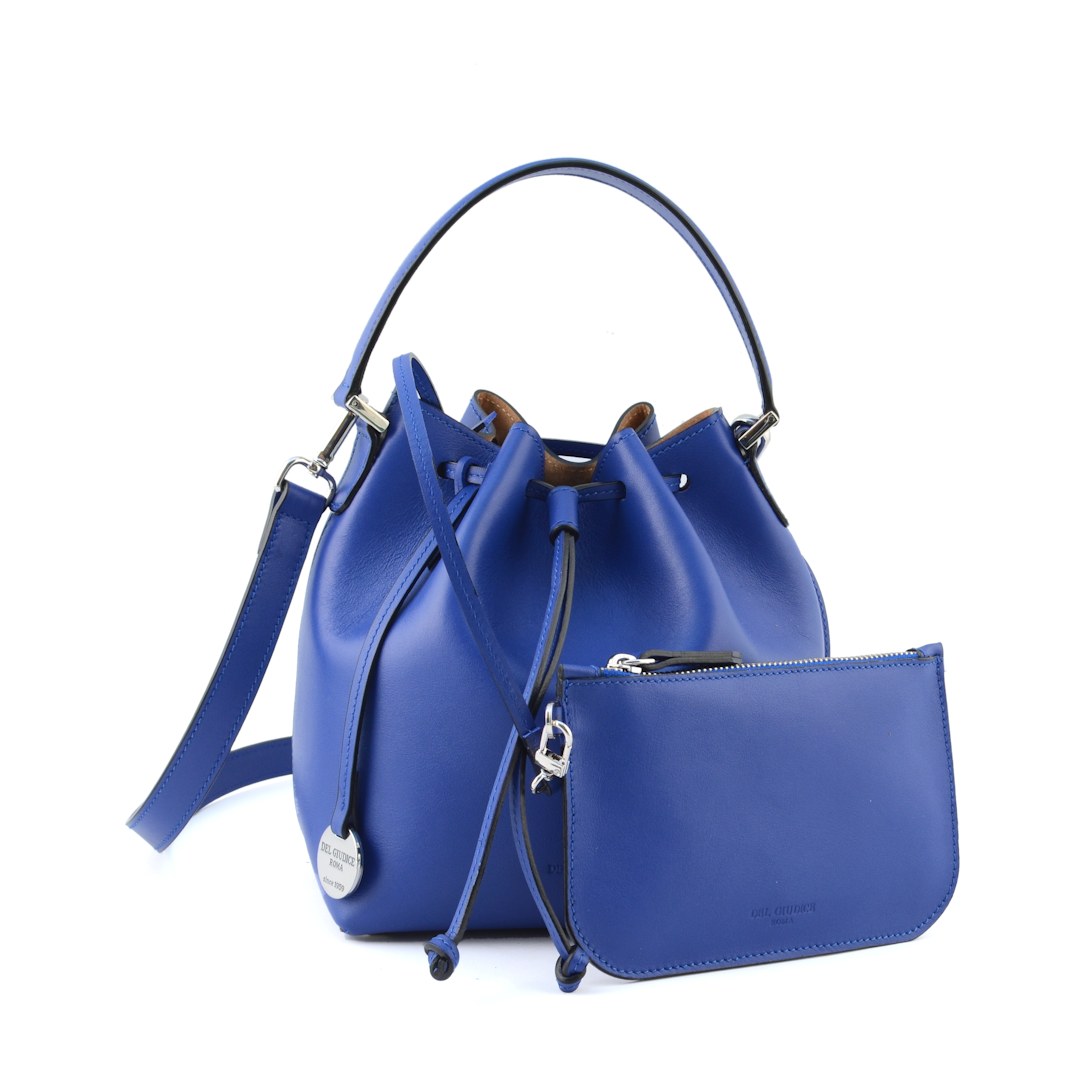 borsa secchiello piccola con pochette removibile in pelle
