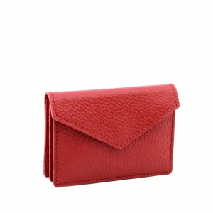 women’s leather card holder in red – Italian leather card case