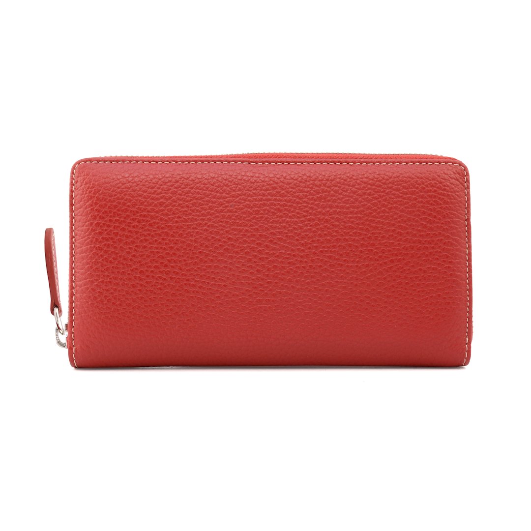 women’s leather zip around wallet in red - Italian handmade