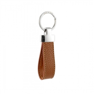 Handmade Italian leather keyfob tan brown, customizable with monogram