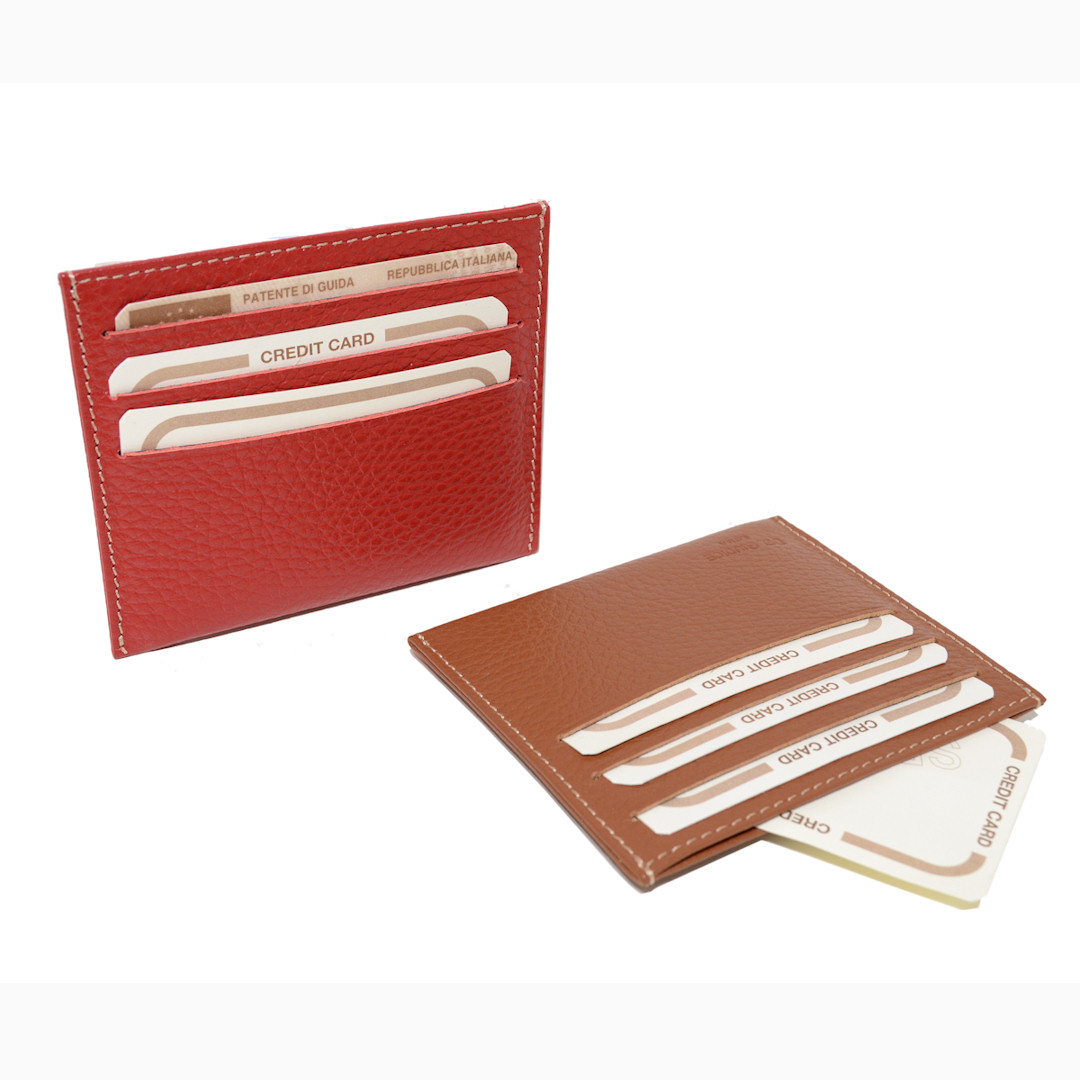 leather credit card case with 6 slots - front and back view