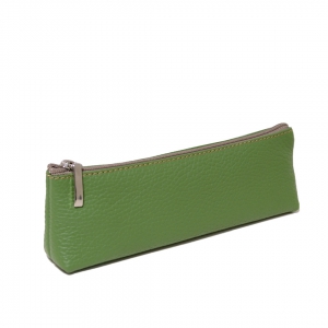 leather pencil pouch handmade in Italy green