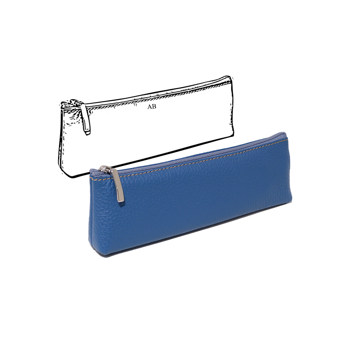 Customizable leather pencil pouch with initials handmade in Italy