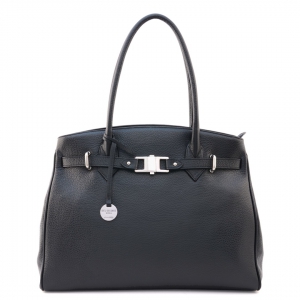 Large Italian leather handbag with compartments, black - Style Rita 40, SKU 2622