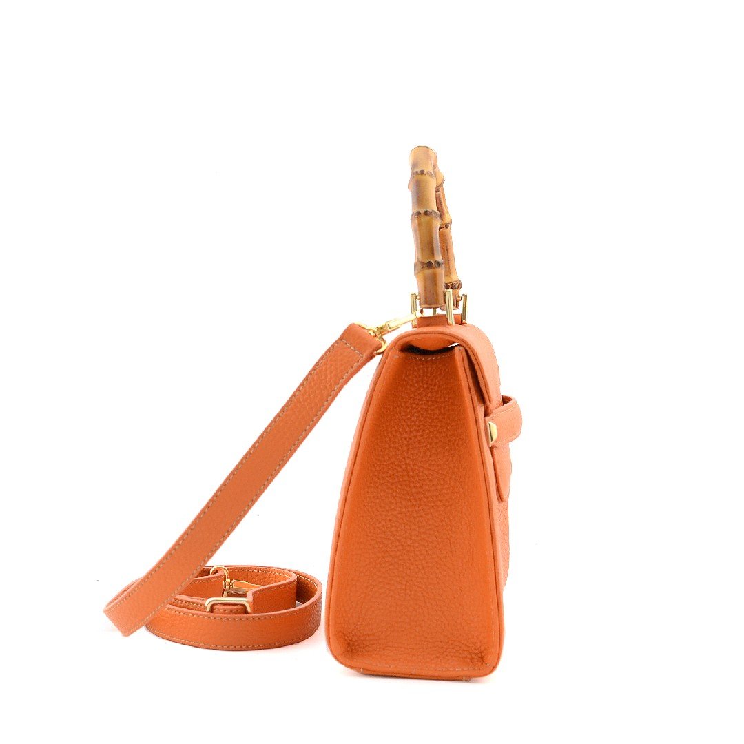 bamboo handle handbag side view