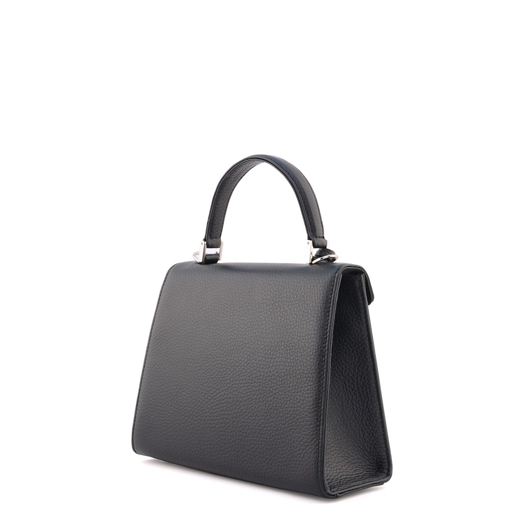 Back side view of Anna 22 black Italian leather handbag - SKU 2615