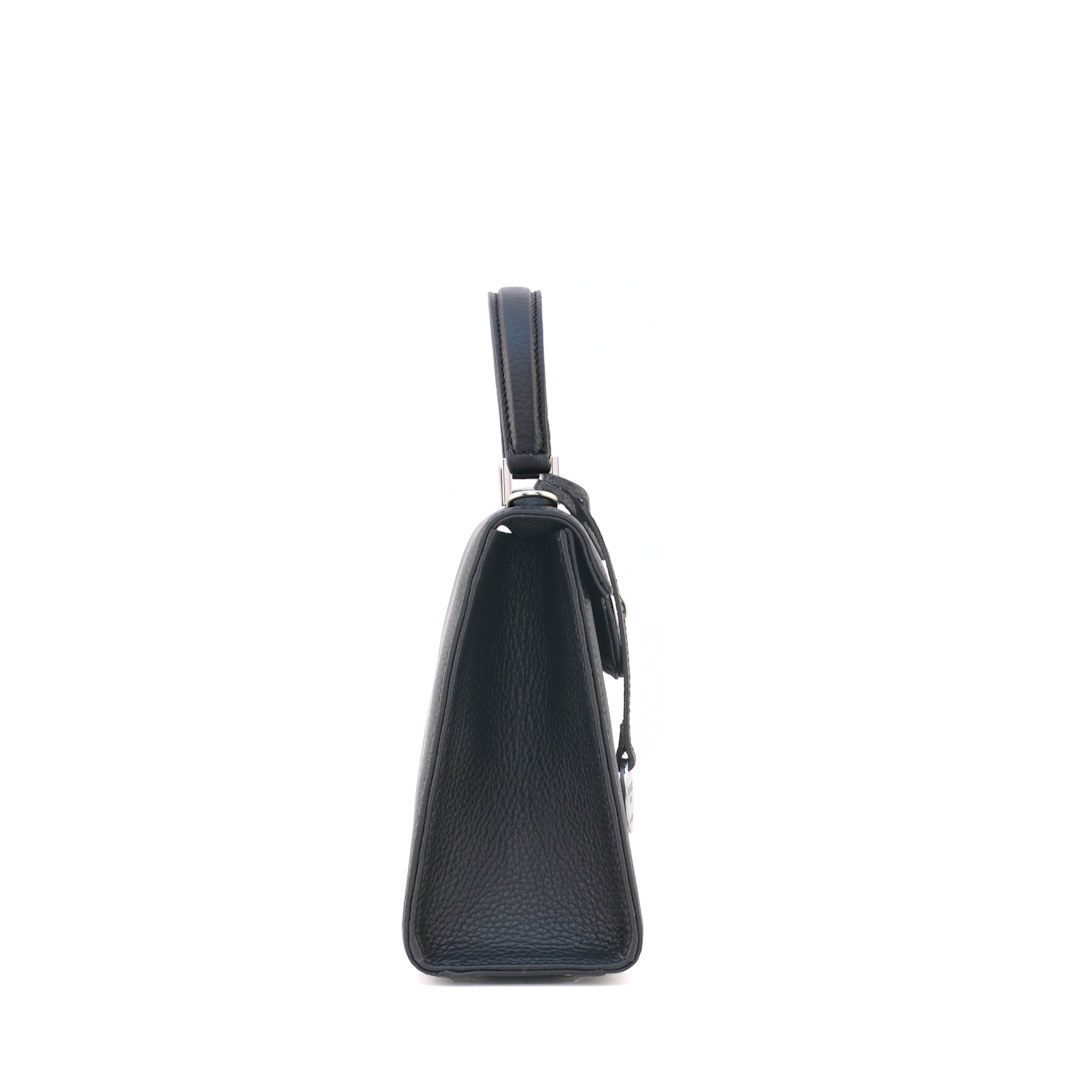 Side view of Anna 22 black Italian leather handbag - SKU 2615