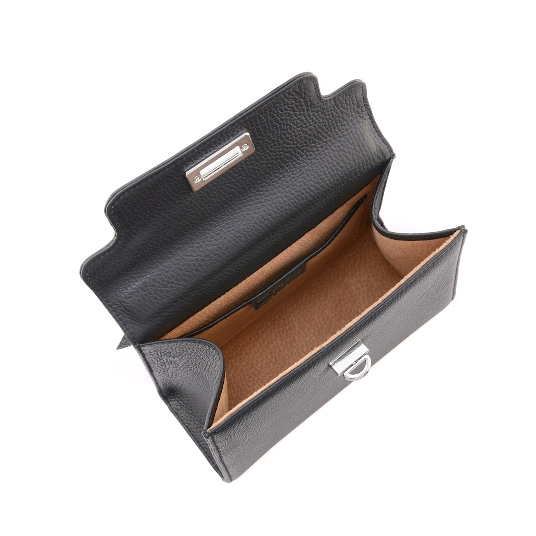 Interior view of Anna 22 black Italian leather handbag - SKU 2615