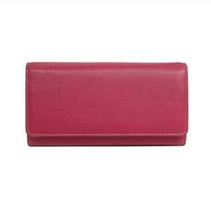 women’s continental wallet in Italian leather - fuxia color