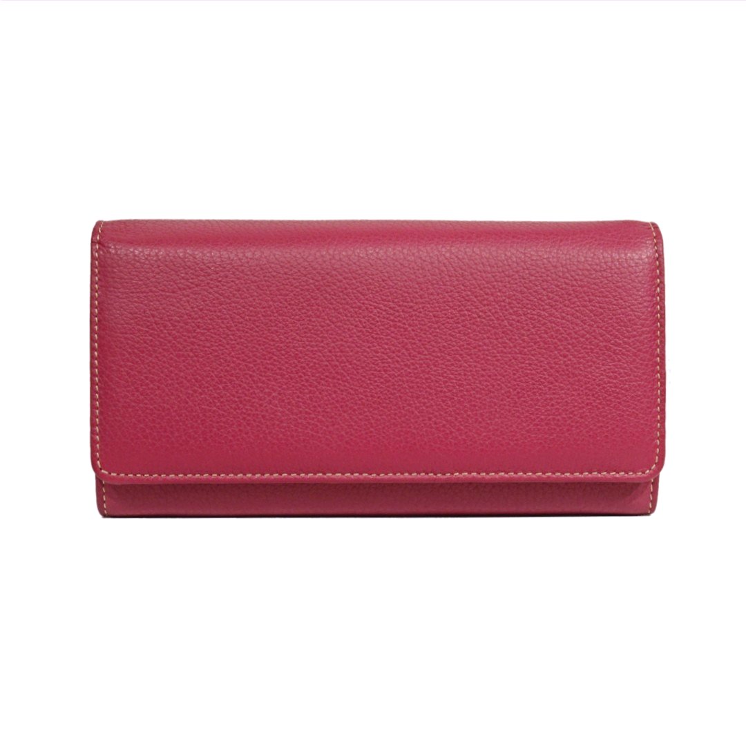 women’s continental wallet in Italian leather - fuxia color