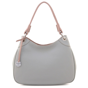 Roberta-borsa a spalla in pelle morbida artigianale da donna colore grigio cenere-sku 2586