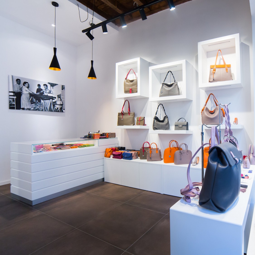 Personalized leather backpack at our shop in Rome