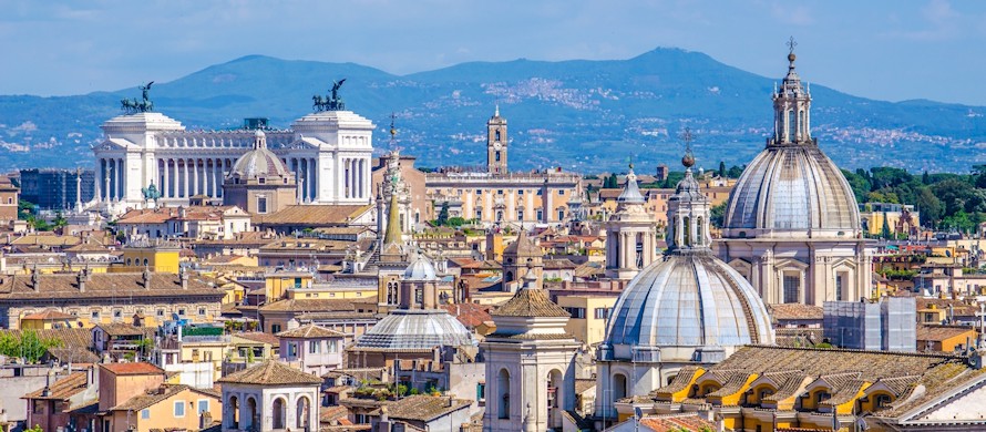 Rome historic center skyline view