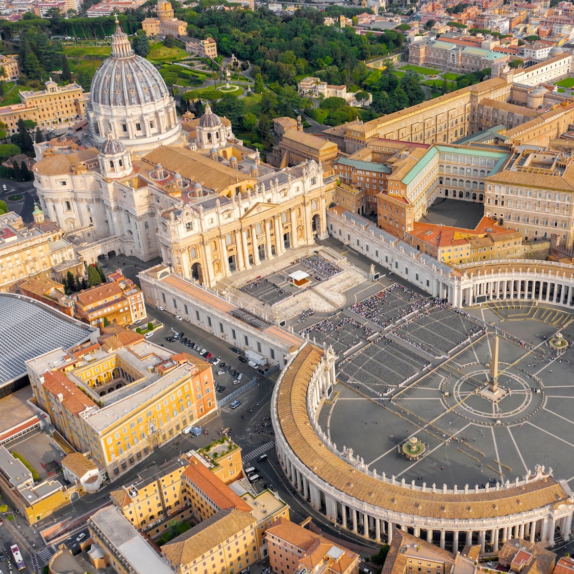 Basilica di San Pietro e Città del Vaticano, Roma, vista aerea