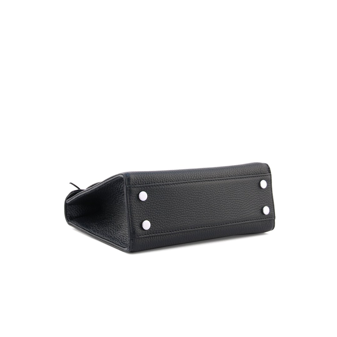 Bottom view of Anna 22 black Italian leather handbag - SKU 2615