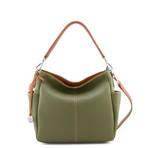 Italian leather hobo bag, green