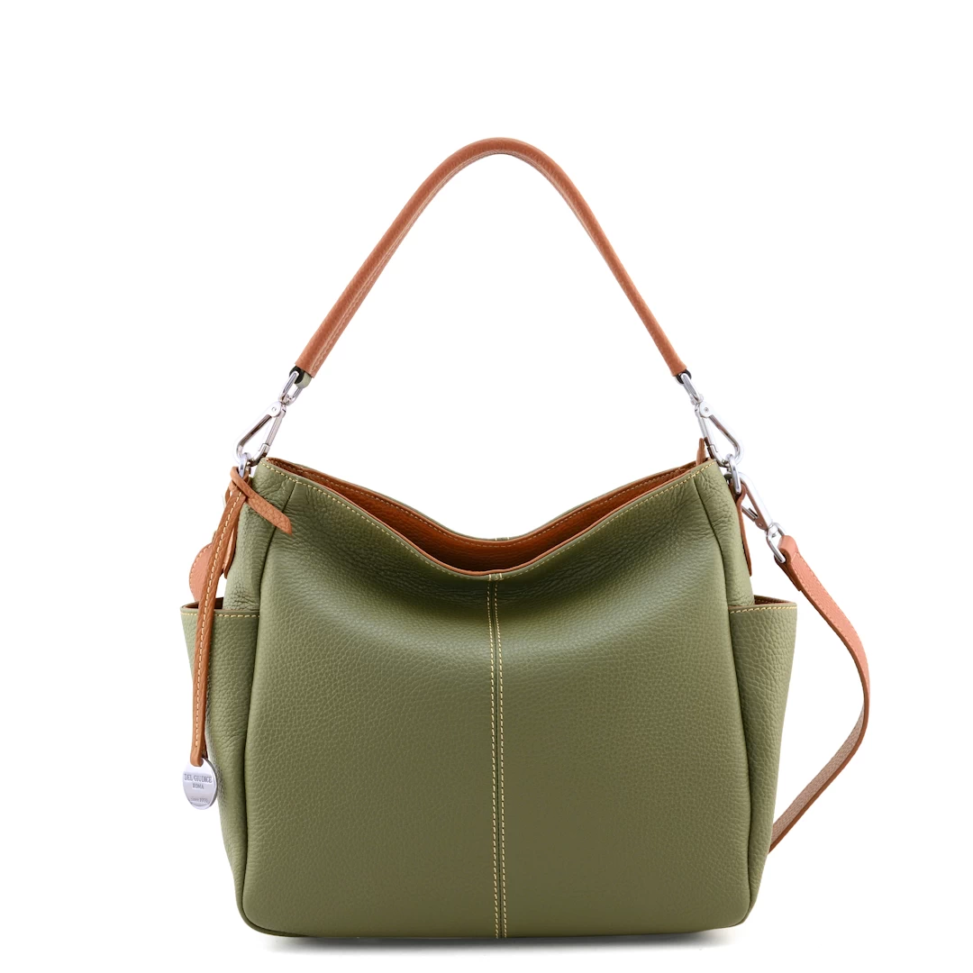 Italian leather hobo bag, green
