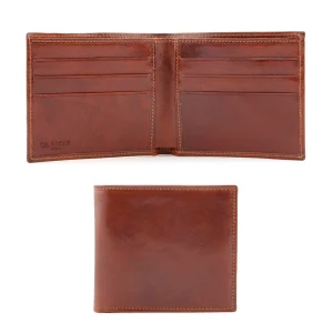 small full grain leather wallet in brown color