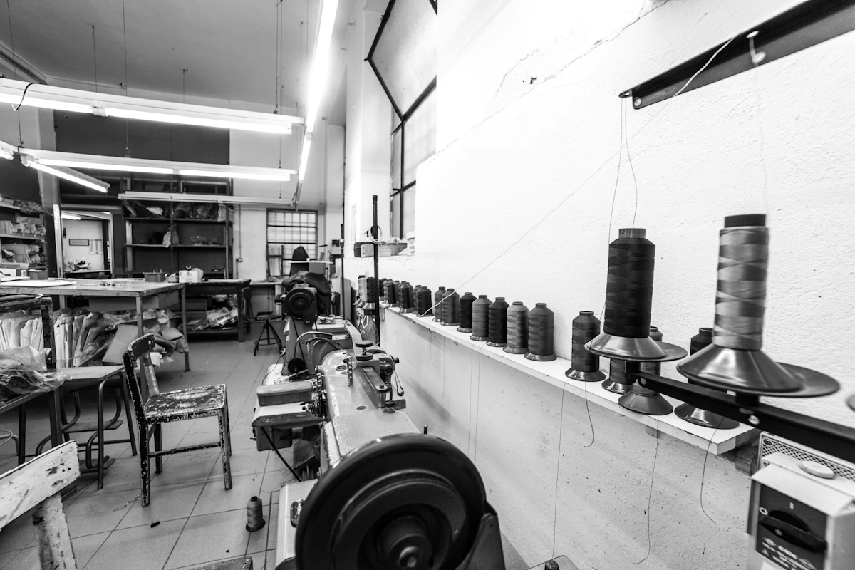 Interior of Del Giudice Roma's artisanal leather workshop in Rome