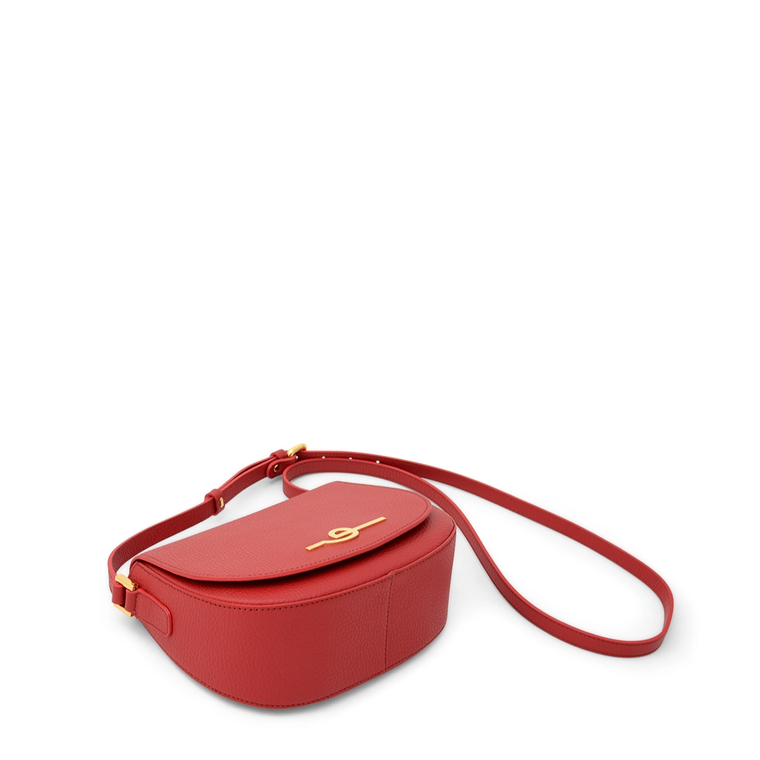 Small red leather crossbody bag, bottom view - Unica