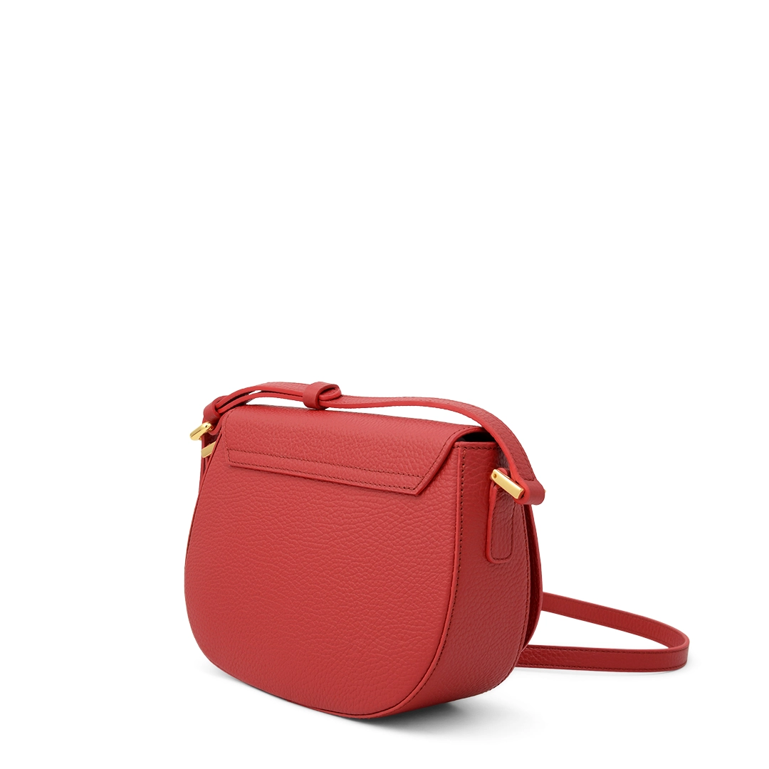 Small leather crossbody bag, red - back view