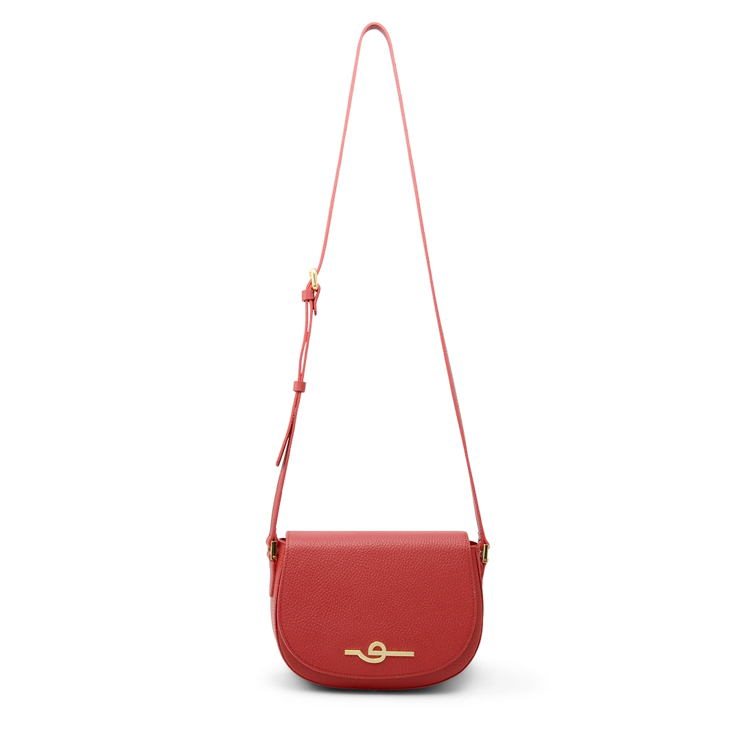 Small red leather crossbody bag, alternative view - Unica