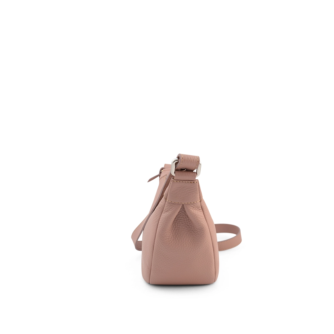 side view of crescent crossbody bag