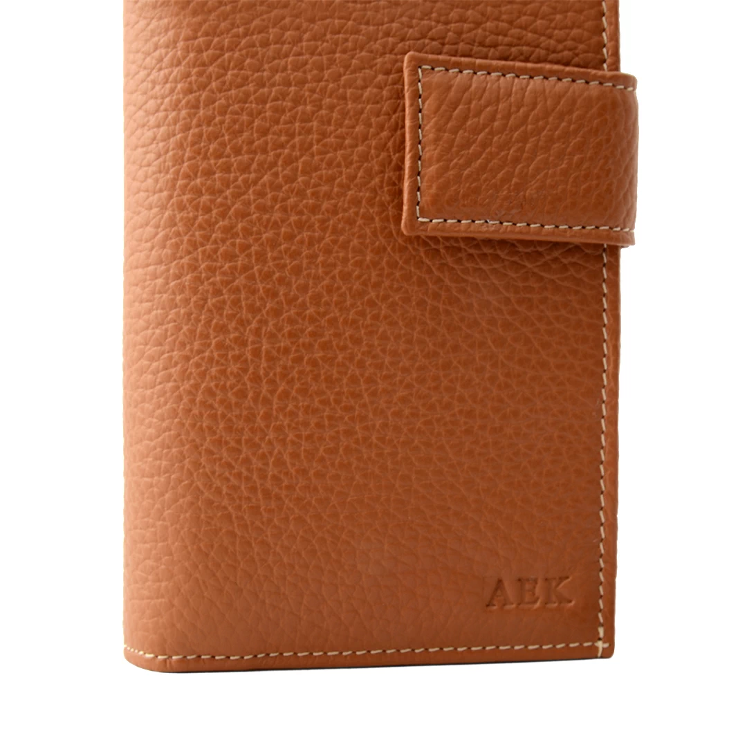 Women’s leather wallet with hot-stamped initials