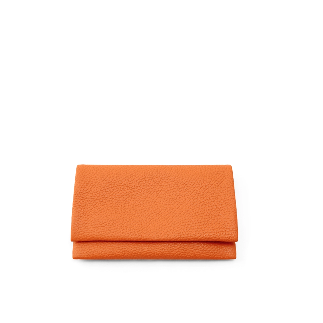 Soft leather wallet womens in orange color-Suave L