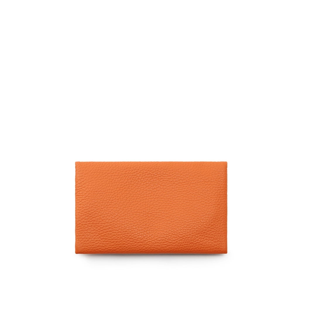 Soft leather wallet womens in orange color-Suave L-back view detail