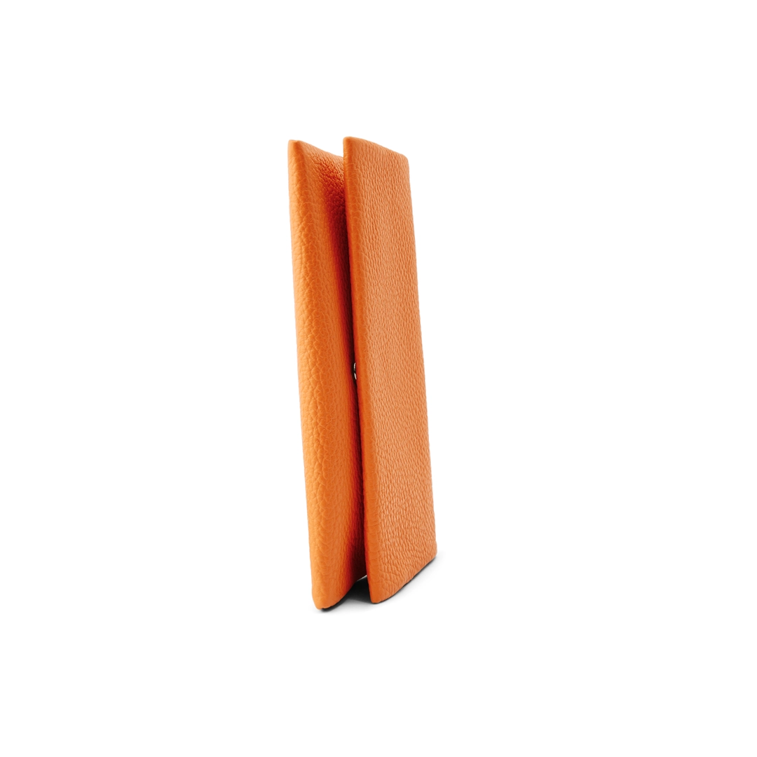 Soft leather wallet womens in orange color-Suave L-side view detail