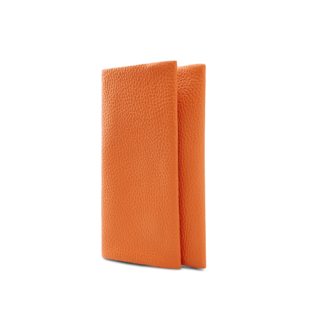 Soft leather wallet womens in orange color-Suave L-side detail