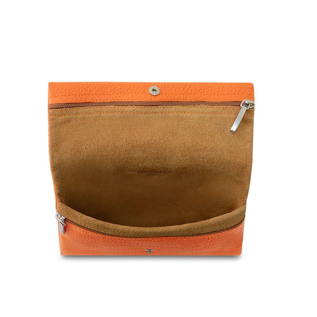 Soft leather wallet womens in orange color-Suave L-interior detail
