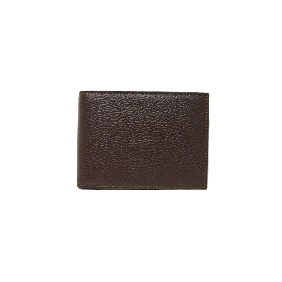 men’s leather bifold wallet in brown - closed view