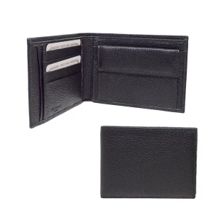 men’s Italian leather wallet with coin pocket black