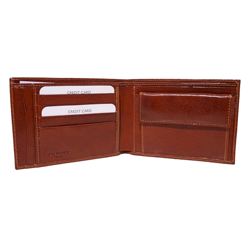 full grain wallet with coin pocket brown - interior