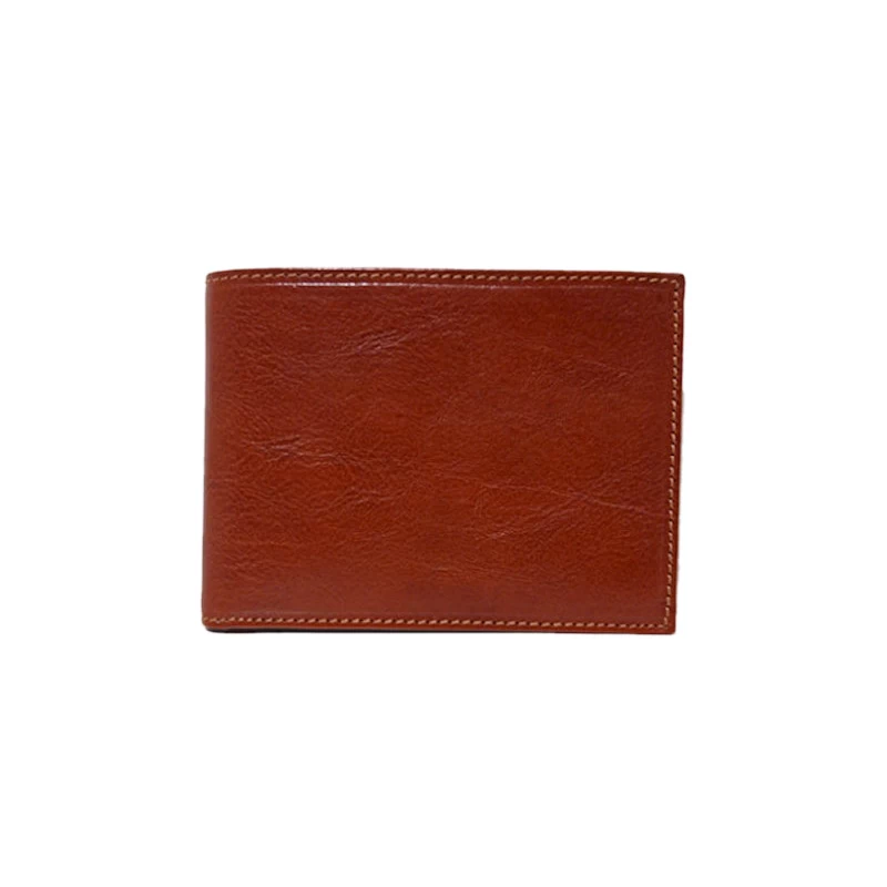 vegetable-tanned leather wallet brown - closed view