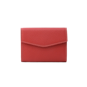 Women's compact leather wallet in cherry