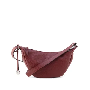 leather crescent crossbody bag, bordeaux