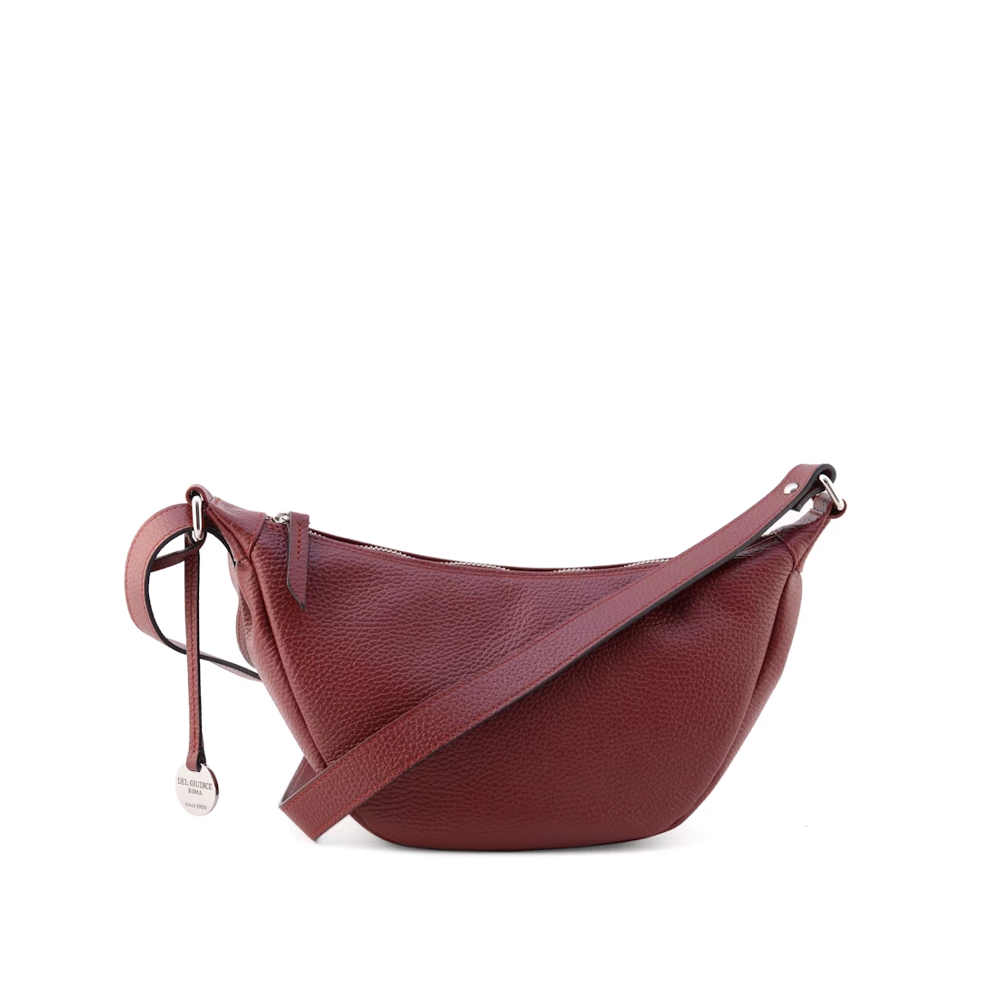 leather crescent crossbody bag, bordeaux